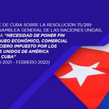 Informe de Cuba en virtud de la resolución 75/289 de la Asamblea General de las Naciones Unidas, 