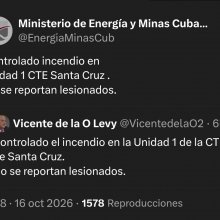 Actualización del incendio ocurrido en la Unidad 1 CTE Santa Cruz .