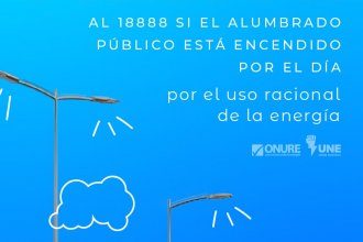 Llama oportunaMENTE al 18888 si el alumbrado público está encendido por el día