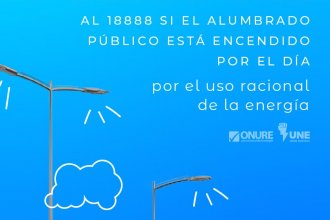 Llama oportunaMENTE al 18888 si el alumbrado público está encendido por el día